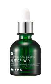 MIZON Peptide 500 Ampoule bottle close-up highlighting peptide-rich formula for firm, hydrated skin