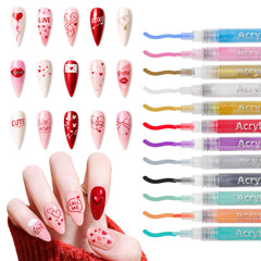 MKNZOME bolígrafos arte uñas 12 colores para precisión en diseños detallados.