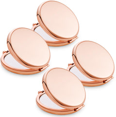 Espejo MLLXX de bolso con doble cara 1X/2X en rosa dorado, ideal para retoques.