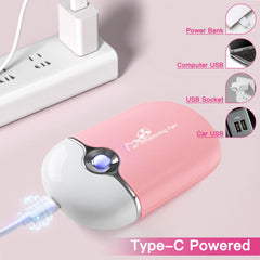 mlogiroa Lash Fan Mini con puerto tipo C para recargas rápidas.