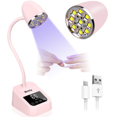 Mnhty lámpara UV LED con cuello ganso, visión de 360° para curado uniforme.