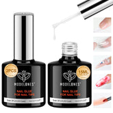 Modelones 10 in 1 gel nail glue base coat bottle provides durable tip adhesion.