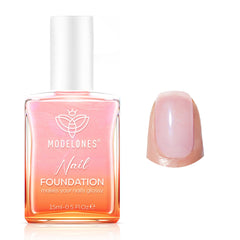Modelones: botella de fortalecedor con acabado rosado brillante para uñas, fortalecimiento diario.