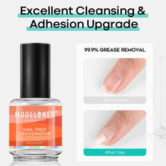 Modelones deshidratante aplicado en uña, facilita la base para gel.