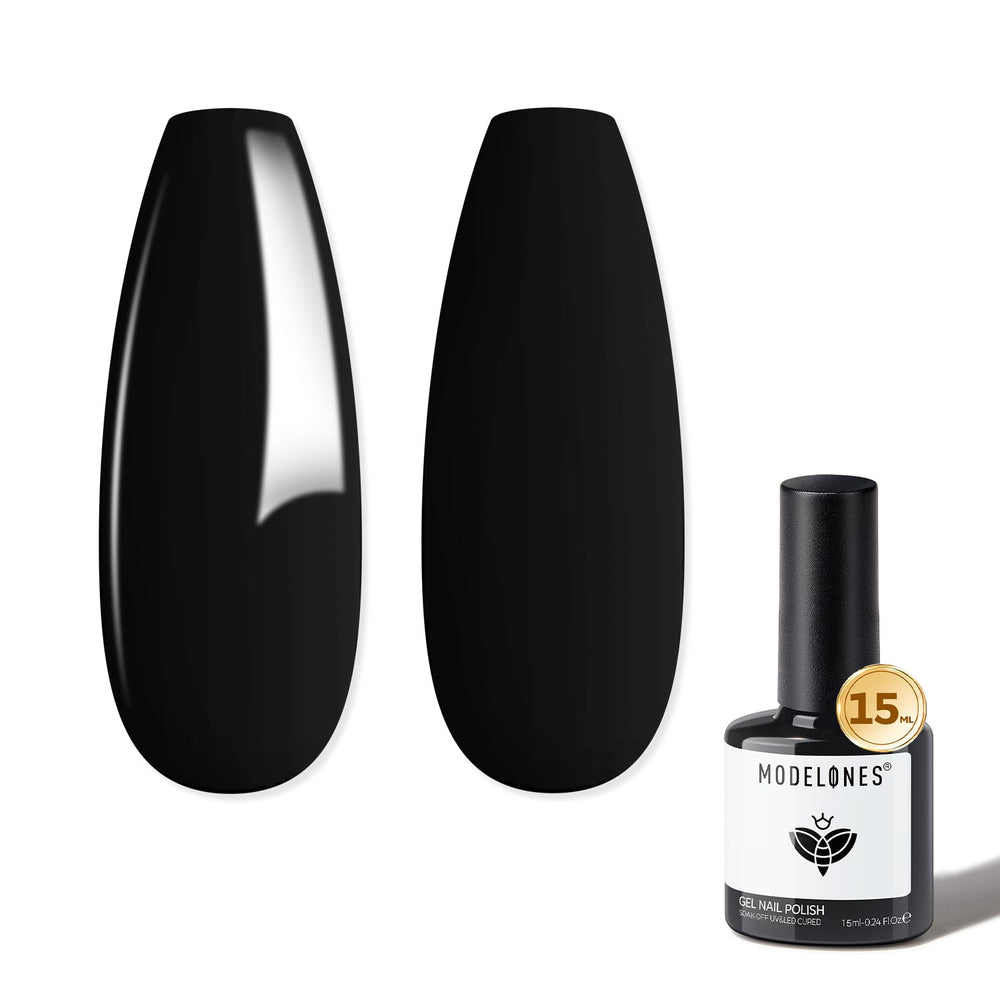 Modelones esmalte gel negro, aplicación suave para uñas.