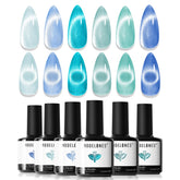 Modelones esmalte gel ojo de gato azul frío con brillo duradero para uñas