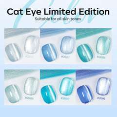 Modelones conjunto de 6 colores ojo de gato tonos fríos en muestra