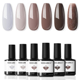 Modelones set de esmalte gel con 6 colores chocolate marrón para uñas duraderas