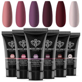 Modelones gel poligel durazno para uñas brillantes y duraderas.