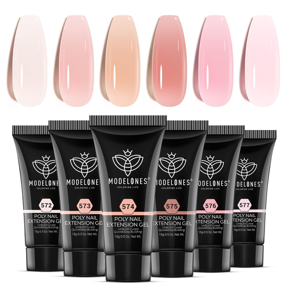 Modelones gel polímero translúcido en 6 colores para uñas