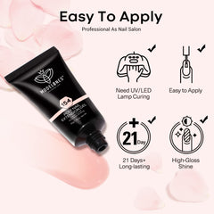Modelones gel poly ext aplicación y acabado brillante para uñas modernas.