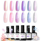 Modelones Mermaid Gel Nail Polish Set bottles show iridescent hues for at-home salon-quality color.