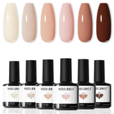 Modelones set de gel en tonos neutros para un look natural y elegante.