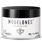 Modelones polvos de inmersión blancos, capacidad 1oz, ideal para manicuras duraderas.