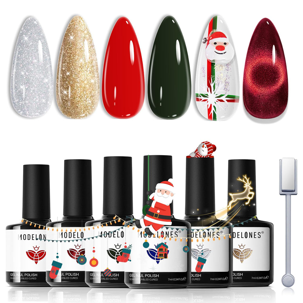 Modelones set navideño de esmalte gel en caja, ideal como regalo festivo