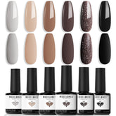 Modelones set gel uñas seis colores nude y chocolate, perfecto para manicuras en casa