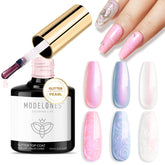Modelones Pearl Gel Top Coat con brillo perlado para manicuras deslumbrantes.