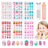 Modelones uñas postizas para niñas, 144 piezas, variedad de diseños para manicura en casa