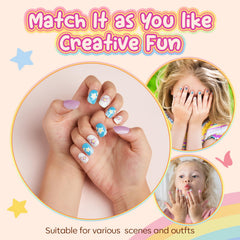 Modelones uñas postizas para niñas, varias tallas para ajustar cada dedo con facilidad.