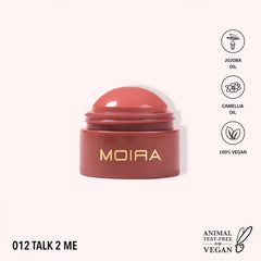 Moira Soft Blush Balm: textura cremosa para difuminar fácilmente.