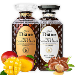 Champú reparador Moist Diane en botella para cabello dañado, limpieza suave y revitalizante.