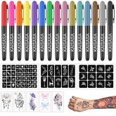MOISTAR tatuajes temporales con 15 colores brillantes para la piel.