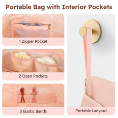 MOKURA organizador interior con bolsillos y elásticos para accesorios capilares.