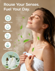 Momcozy vapores ducha hoja eucalipto, primer plano para aroma revitalizante