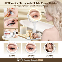 MOMOKUBA Espejo con iluminación de 64 diodos LED para maquillaje claro