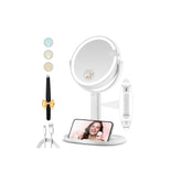 MOMOKUBA espejo de maquillaje con luces frontal para uso diario con iluminación clara.