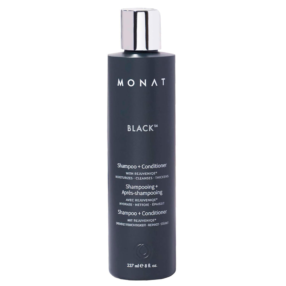 MONAT Black Shampoo botella dos-en-uno para limpiar y acondicionar suavemente el cabello
