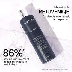 MONAT Black Shampoo fragancia de romero para una experiencia de ducha agradable