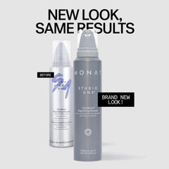 MONAT Studio One The Moxie Magnifying Mousse ofrece volumen instantáneo para cabello fino.