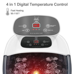 MoodRelish spa para pies muestra burbujas y vibración para aliviar tensión.