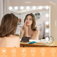 Espejo Moonee con 15 bombillas LED para ver el rostro completo.