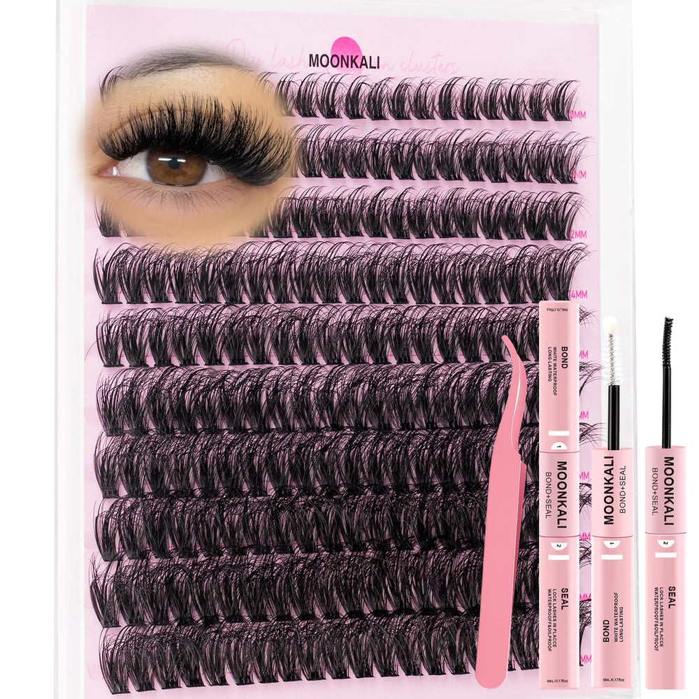 Moonkali lash clusters kit 60D collection for customizable eye definition at home.