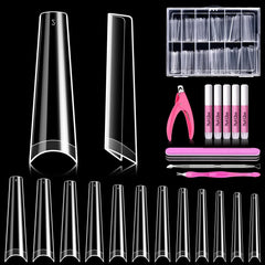 Uñas Morgles coffin XXL transparentes para extensiones duraderas