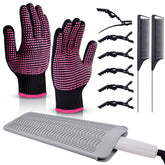 Guantes resistentes al calor MORGLES en primer plano para peinado.