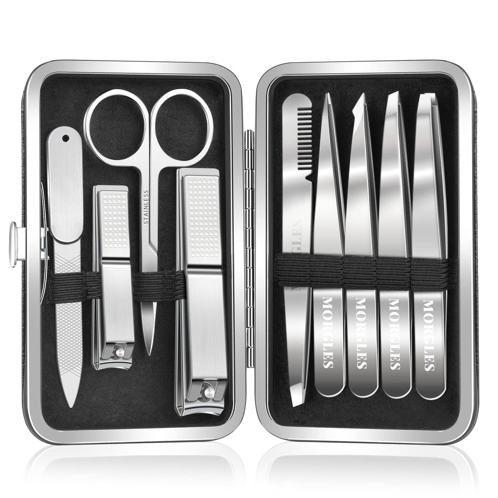 MORGLES set pinzas y cortaúñas con estuche, práctico para viaje