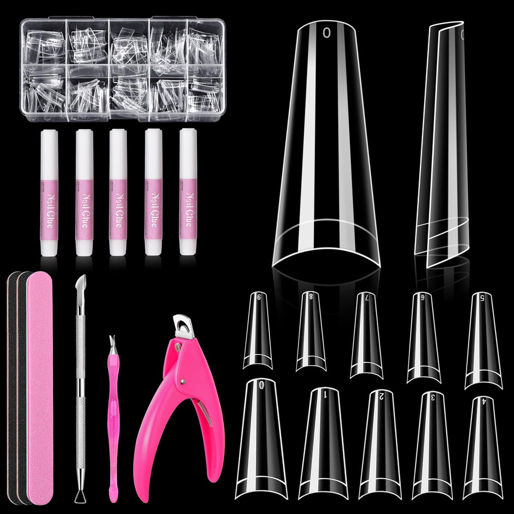 MORGLES tips acrílicos de media cobertura para uñas definidas y duraderas.