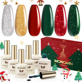 Morovan kit esmalte gel navidad en caja regalo para uñas festivas en casa.