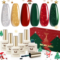 Morovan kit esmalte gel navidad en caja regalo para uñas festivas en casa.