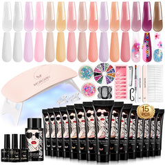 Morovan kit uñas gel poligel con 15 colores, perfecto para empezar en casa