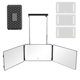 Moruedtu espejo 3 vías con luces LED, iluminación ajustable para ver el peinado.
