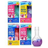 Mr. Bubble Kids bath potions pack shows colorful beaker display with fizz.