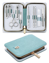 MR.GREEN set de manicura 10 en 1 en estuche de cuero para viaje