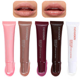 Brillo labial Mrettick en 5 colores para un look natural y luminoso.