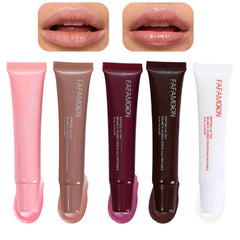 Brillo labial Mrettick en 5 colores para un look natural y luminoso.