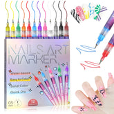 Bolígrafos de arte para uñas Mrryiio con 12 colores y punta 0,5 mm para trazos finos.