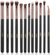 MSQ pinceles de ojos oro rosado con mango de madera para aplicación suave